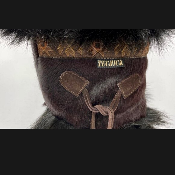 TECNICA Fur Boots Snow Ski Resort Boots Italy Made Brown Black Size 38 US 7 - Picture 3 of 8